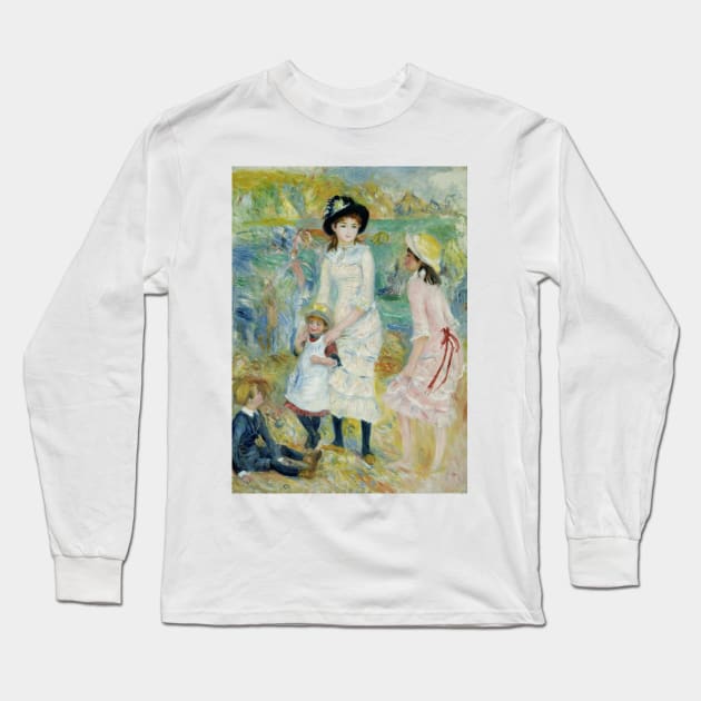 Children on the Seashore, Guernsey by Auguste Renoir Long Sleeve T-Shirt by Classic Art Stall